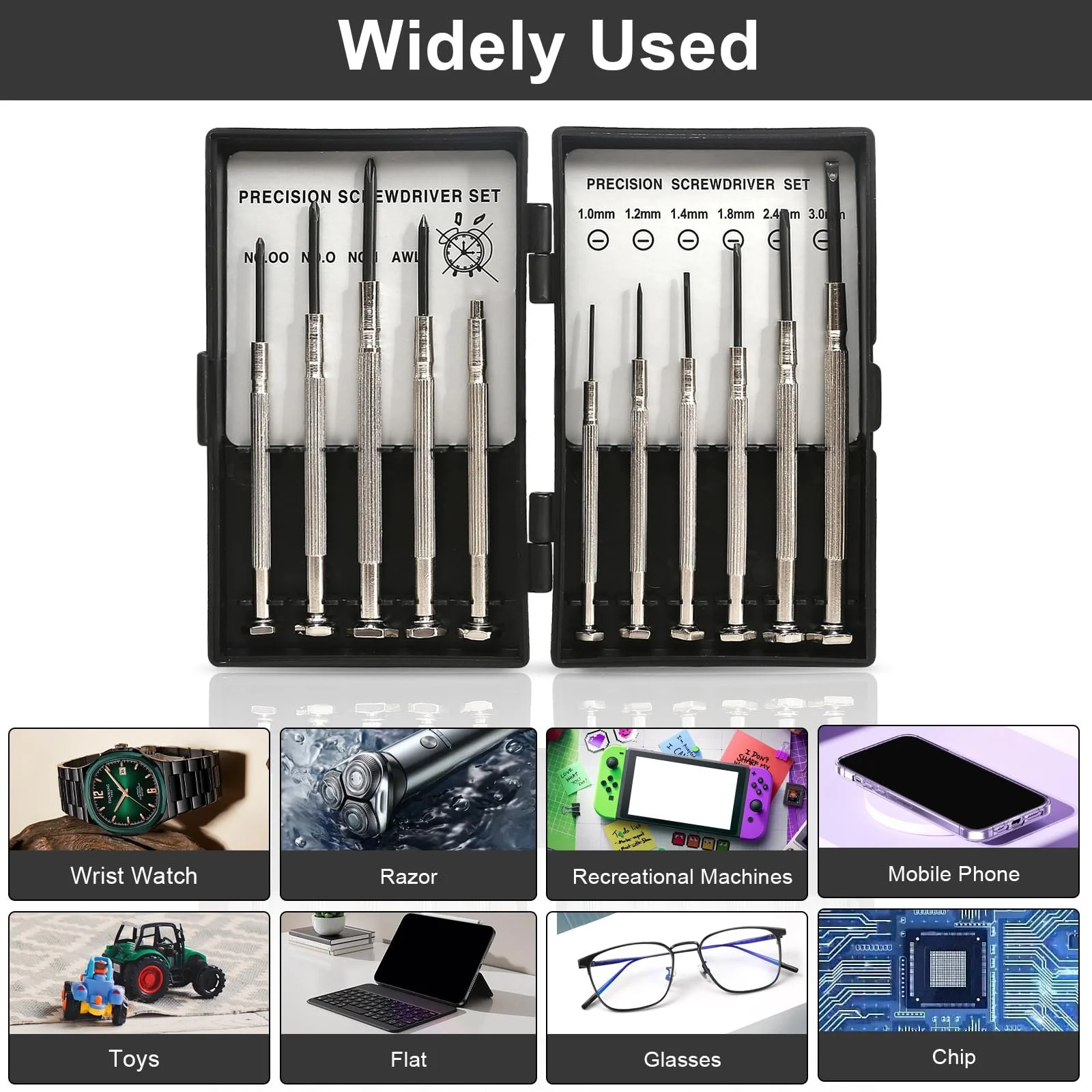 Набір викруток прецизійних 11 предметів для ремонту годинників та окулярів Mini Mechanic, фото №7