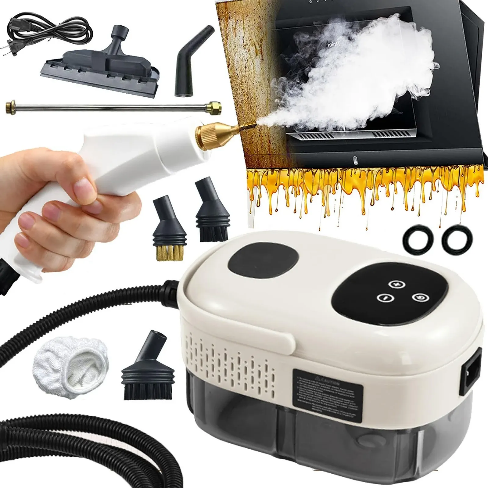 Пароочисник переносний 2500 W 1000 ml 3 щітки, фото №1