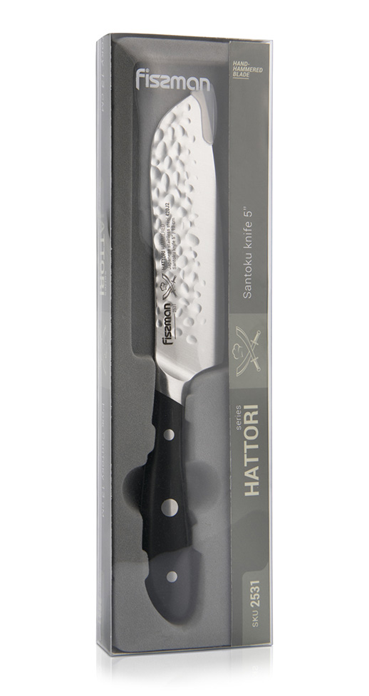 Кухонный нож Fissman Hattori hammered Сантоку 130 мм 2531, фото №2