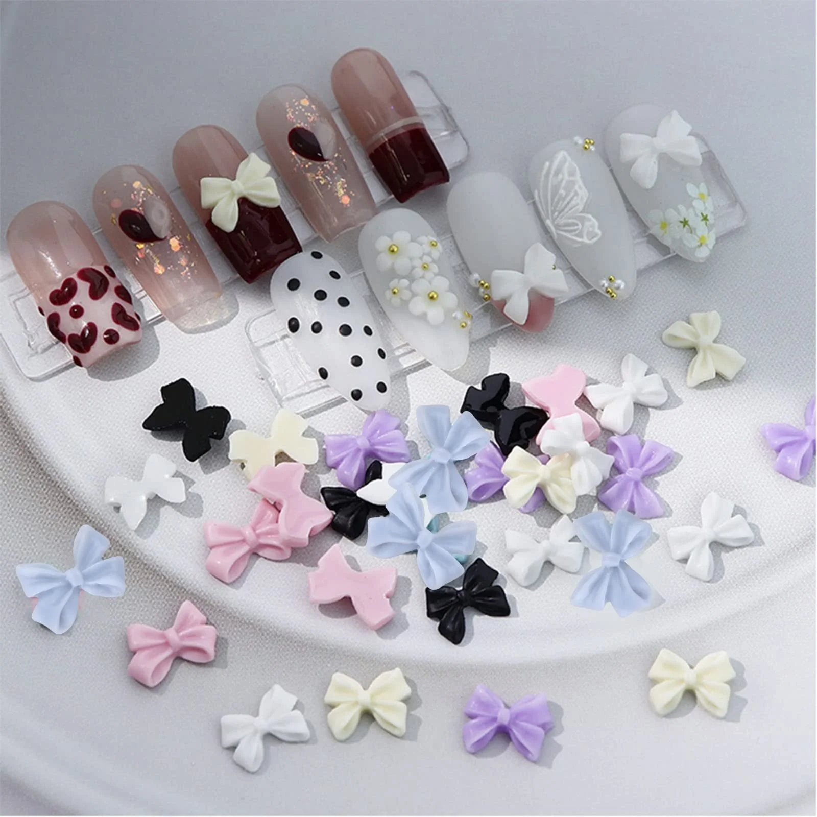 Украшение для ногтей Бантики 50шт/набор матовый бантик плоская задняя часть бантики для ногтей украшение для ногтей DIY бантики для ногтей ювелирные изделия, фото №9