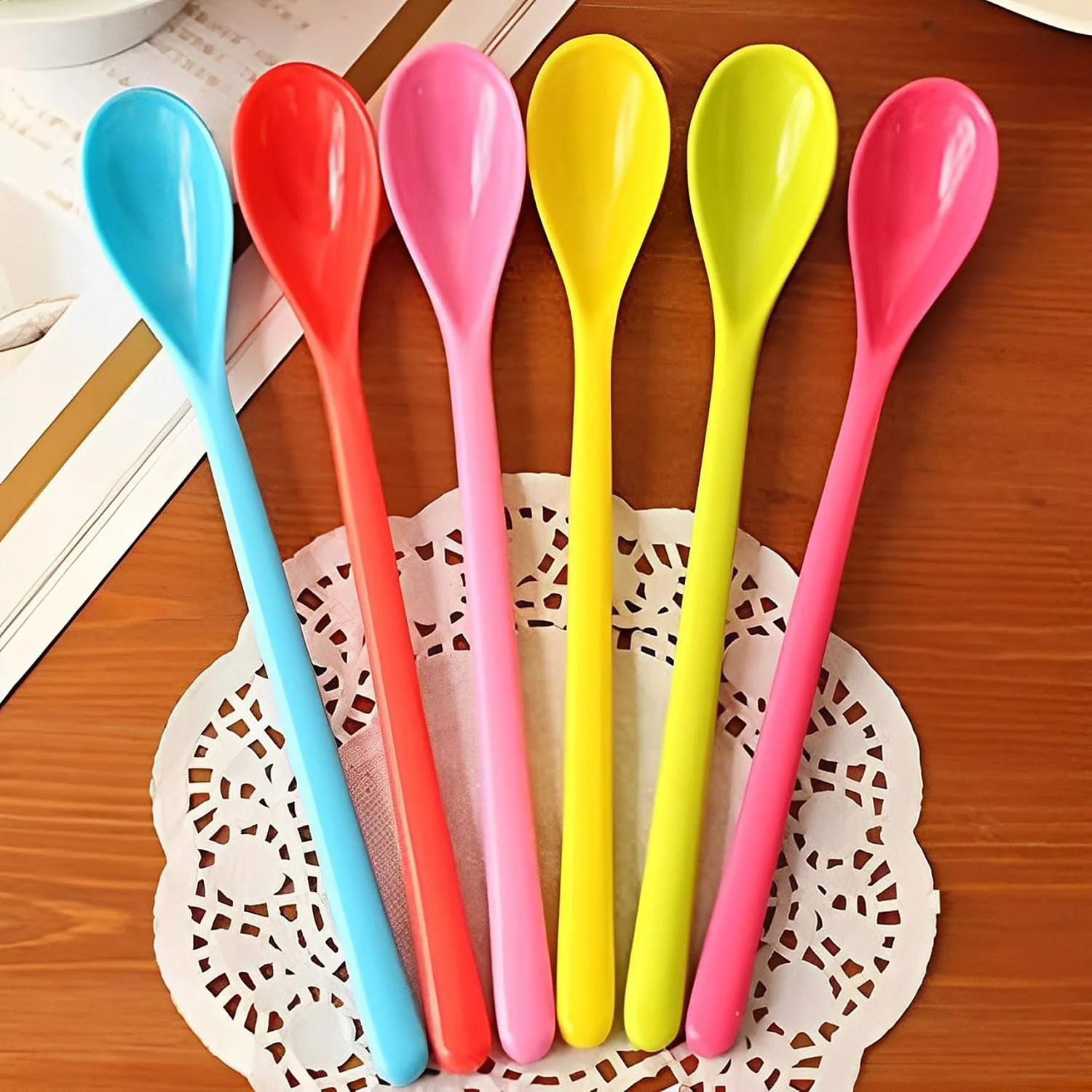 Набір пластикових ложок 6 шт. Різнокольорові, фото №4