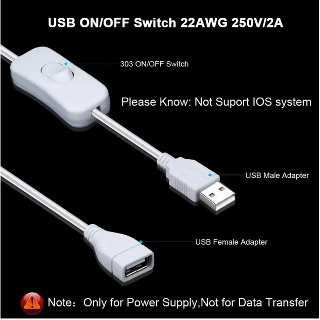 USB-кабель із перемикачем увімкнення та вимкнення ZH-303, фото №4 USB-кабель із перемикачем увімкнення та вимкнення ZH-303, фото №4