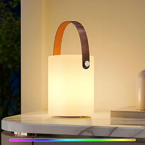 Настільна лампа світлодіодна Wireless Акумуляторна USB-C Dimmable IP44 Шкіряна ручка - Фото 1