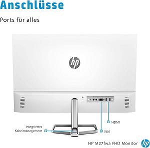 Монитор HP M27fwa 27 дюймов/68,6 см Full HD IPS 75 Гц 5 мс 2x HDMI 1.4 VGA Audio In & Out AMD Freesync Встроенный динамик Белый synthetic.ua - Фото 1