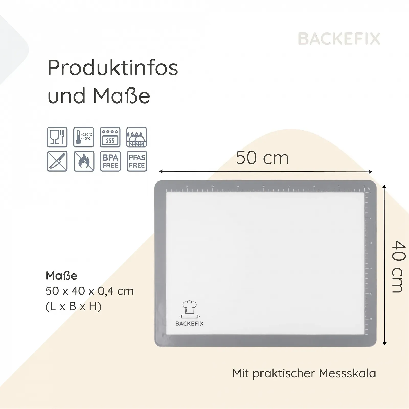 Килимок для випікання BackeFix 50x40 см антипригарний BPA-free, фото №9 Килимок для випікання BackeFix 50x40 см антипригарний BPA-free, фото №9