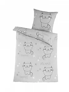 Постільна білизна Dreamhome 100% бавовна Кіт Renforcé 135 x 200 см наволочка 80 x 80 см на блискавці - Фото 1