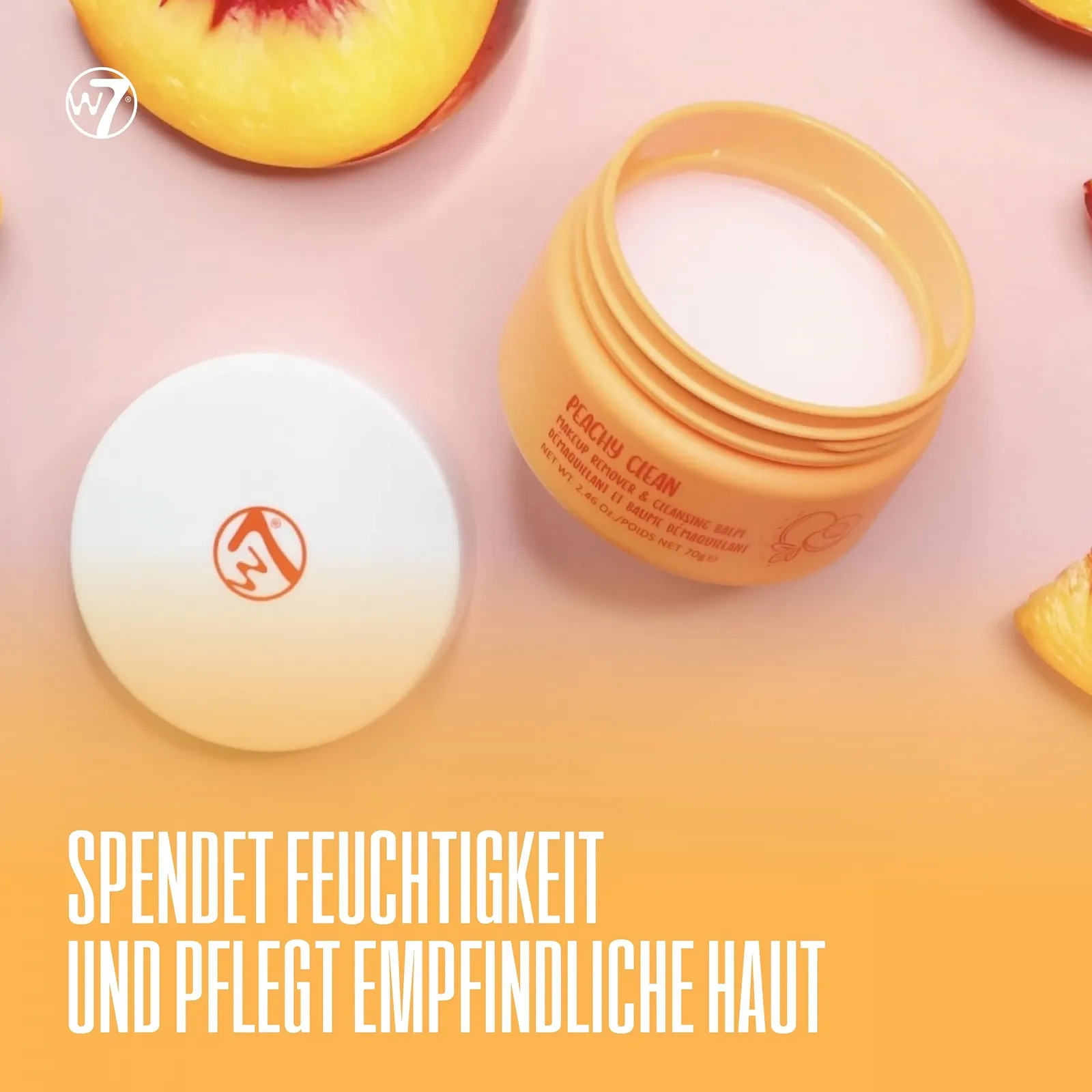 Бальзам для зняття макіяжу та очищення W7 Peachy Clean Натуральний екстракт персика Чиста шкіра без жиру, фото №3 Бальзам для зняття макіяжу та очищення W7 Peachy Clean Натуральний екстракт персика Чиста шкіра без жиру, фото №3