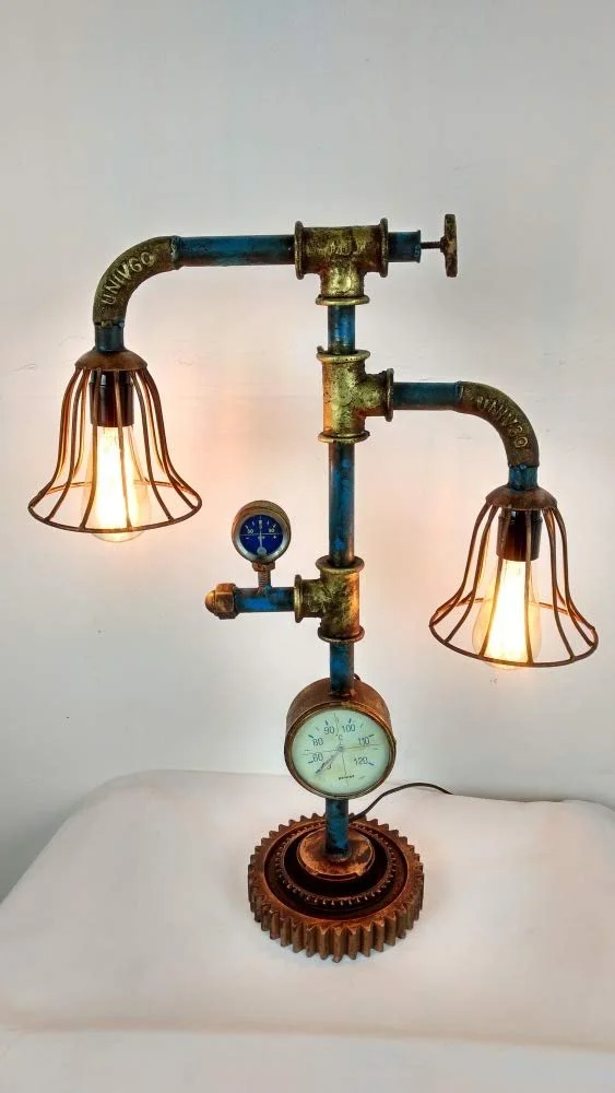 Настільна лампа Industrial Steampunk Vintage Metal Tube 52 x 19 x 68 см, фото №3