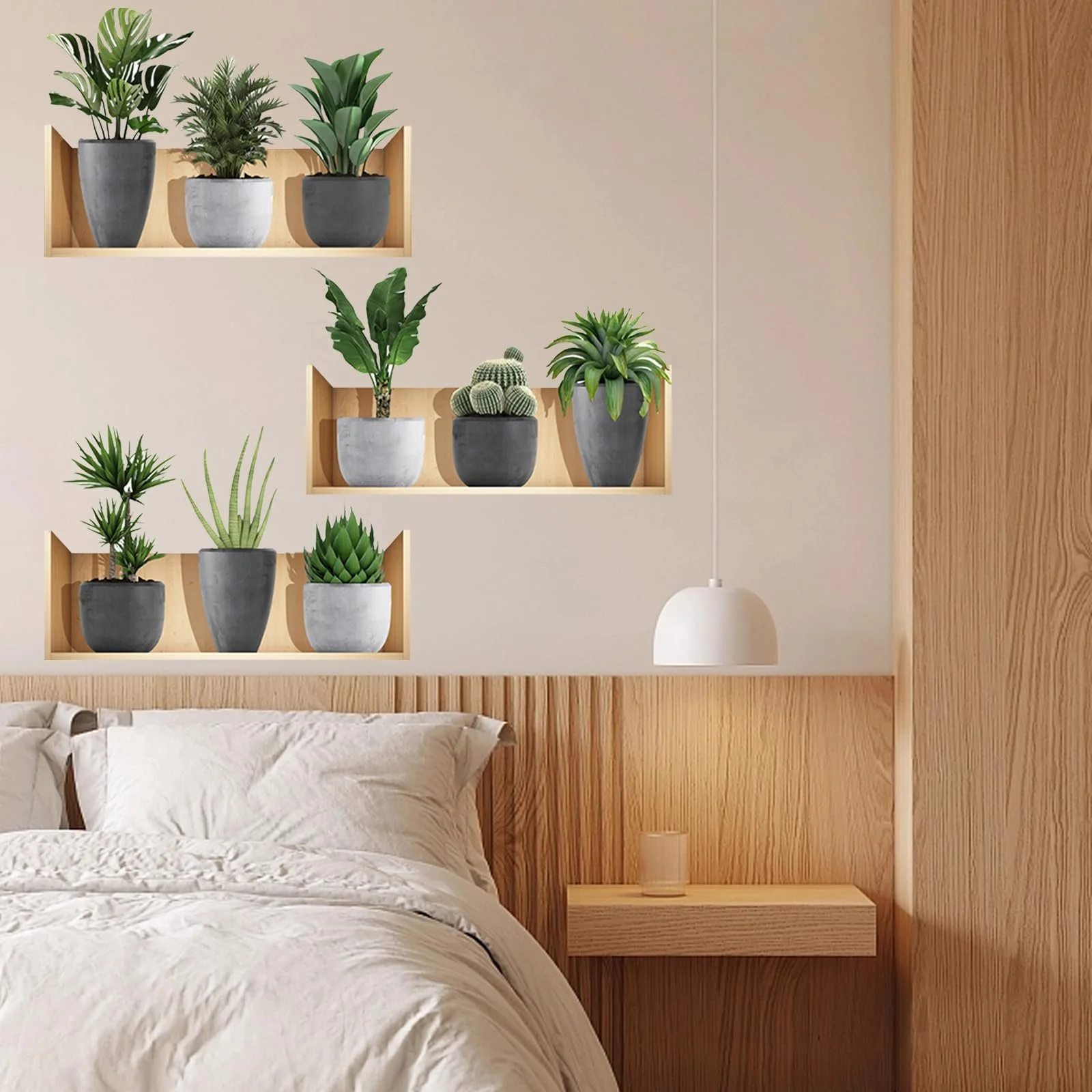 Наклейка на стіну 3D Вази та зелені рослини ПВХ, фото №3