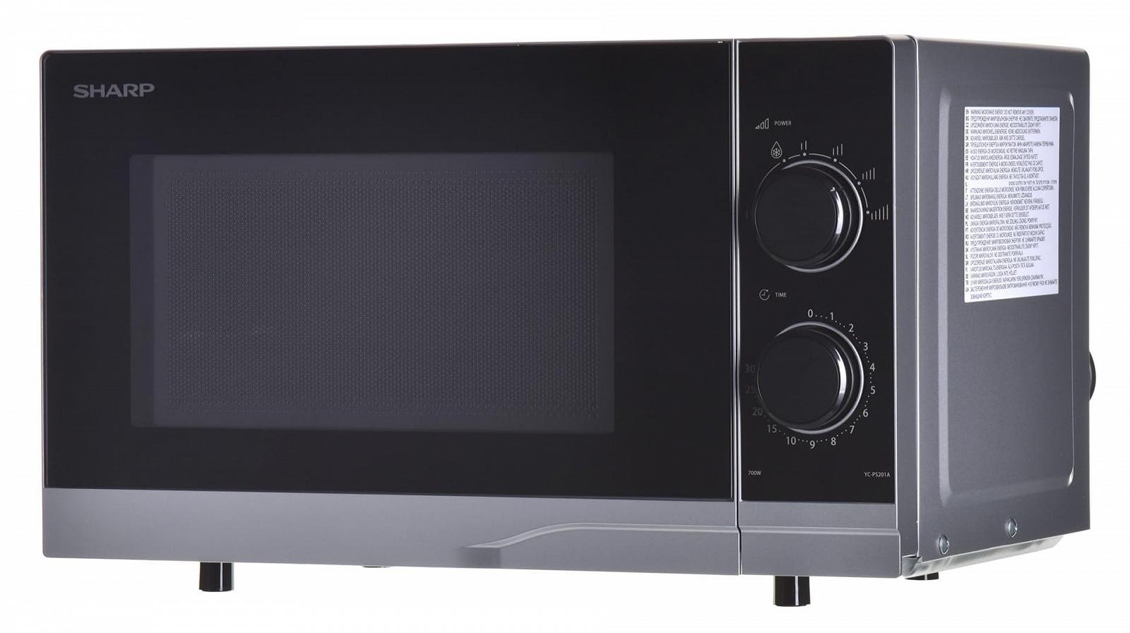 Мікрохвильова піч Sharp YC-PS201AE-S 20 л 700 Вт механічне керування Срібляста, фото №1 Мікрохвильова піч Sharp YC-PS201AE-S 20 л 700 Вт механічне керування Срібляста, фото №1