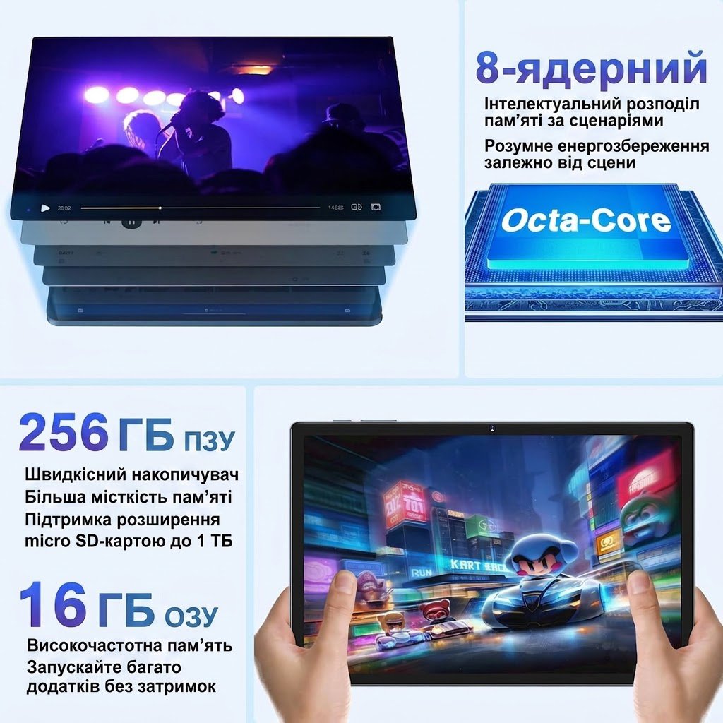 Планшет 11" Yestel T15 8+8/256Gb 8 ядер Android 13 8600 mAh Blue, фото №2 Планшет 11" Yestel T15 8+8/256Gb 8 ядер Android 13 8600 mAh Blue, фото №2