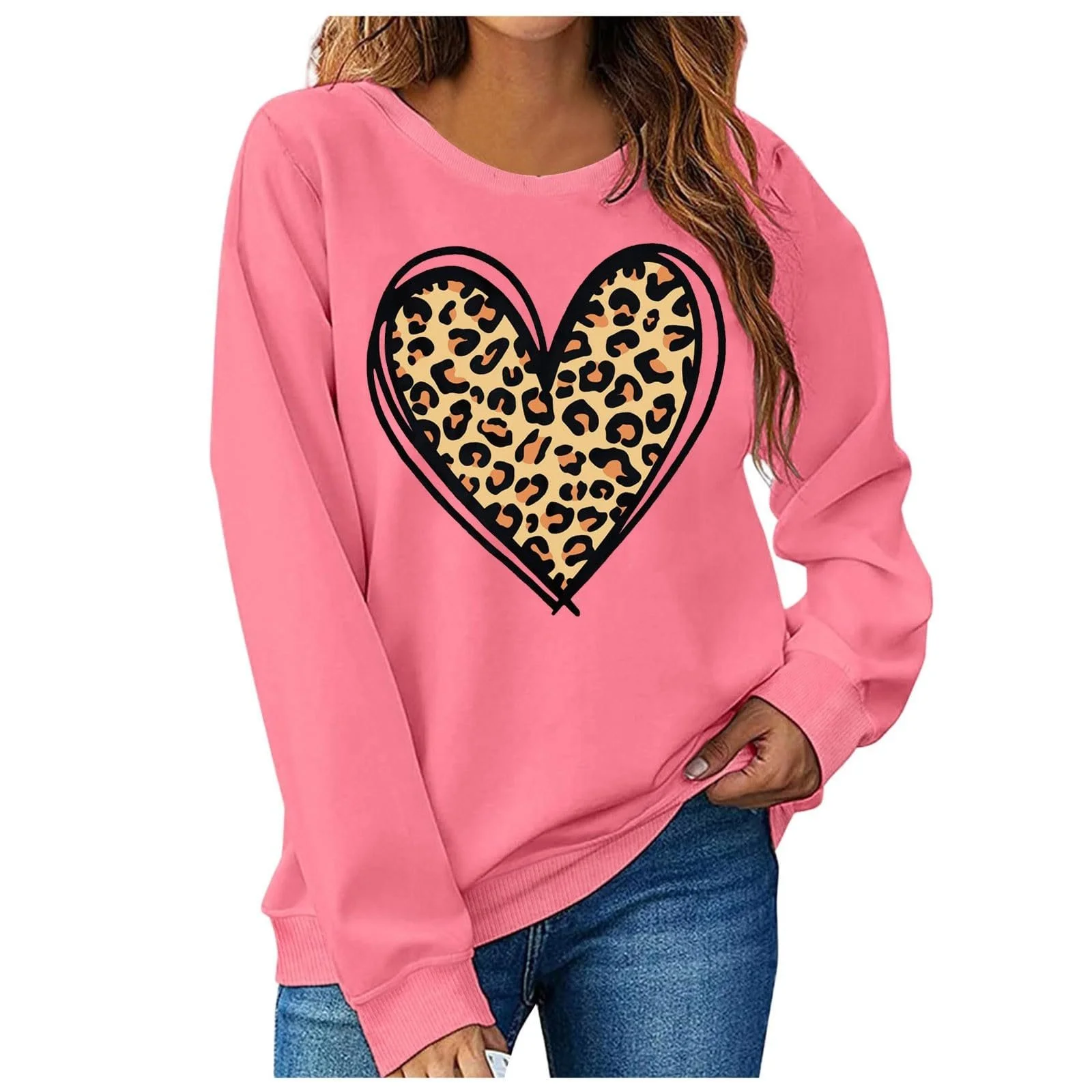 Женская толстовка Vhersily Леопардовый принт Сердце Длинный рукав, фото №1