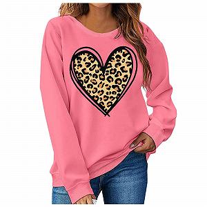 Женская толстовка Vhersily Леопардовый принт Сердце Длинный рукав - Фото 1