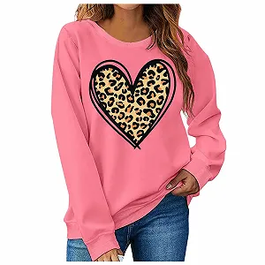 Женская толстовка Vhersily Леопардовый принт Сердце Длинный рукав - Фото 1