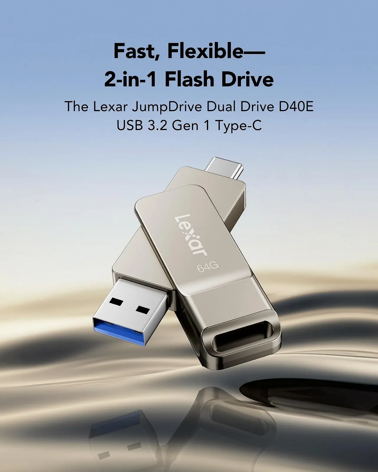 USB-накопичувач Lexar D40E Jump Drive Dual USB 3.2 Gen 1 Type-C 64GB Silver Champagne, фото №3 USB-накопичувач Lexar D40E Jump Drive Dual USB 3.2 Gen 1 Type-C 64GB Silver Champagne, фото №3