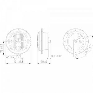 Сигнал звуковий HELLA 3CA 004 811-021 для KÄSSBOHRER MACK VOLVO TAM HITACHI KÖGEL PREVOST synthetic.ua - Фото 1