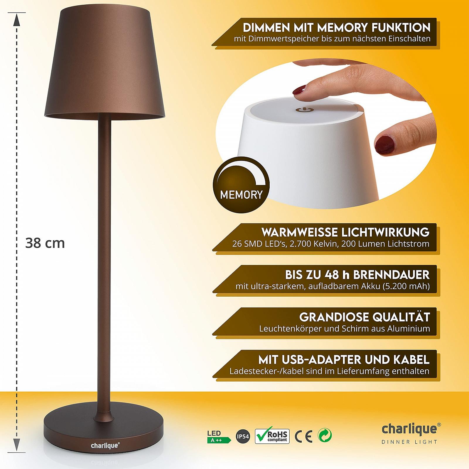 Світлодіодна настільна лампа з акумулятором та USB-зарядкою регульована яскравість, фото №4