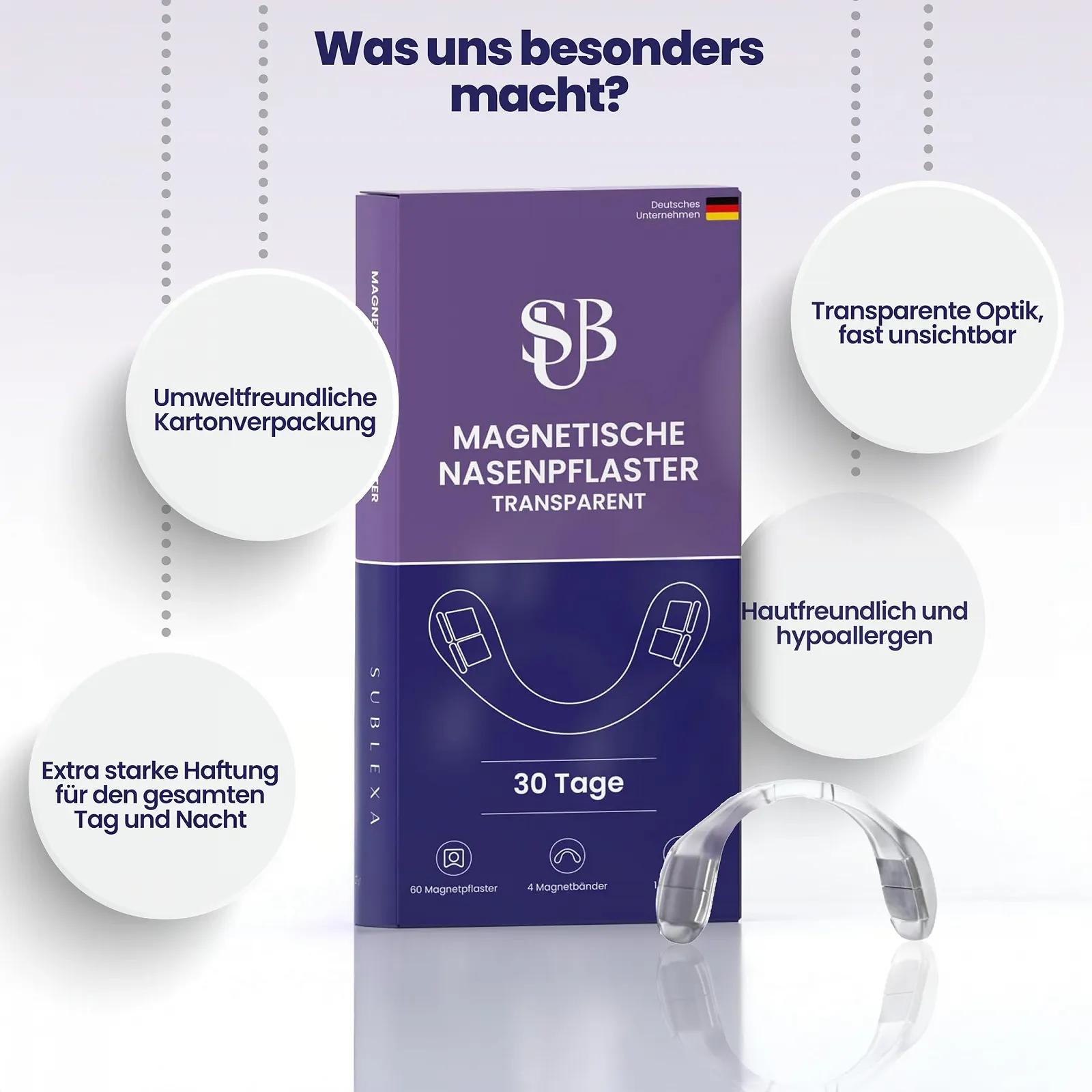 Магнітні назальні пластирі Прозорі SUBLEXA 30 днів використання, фото №2