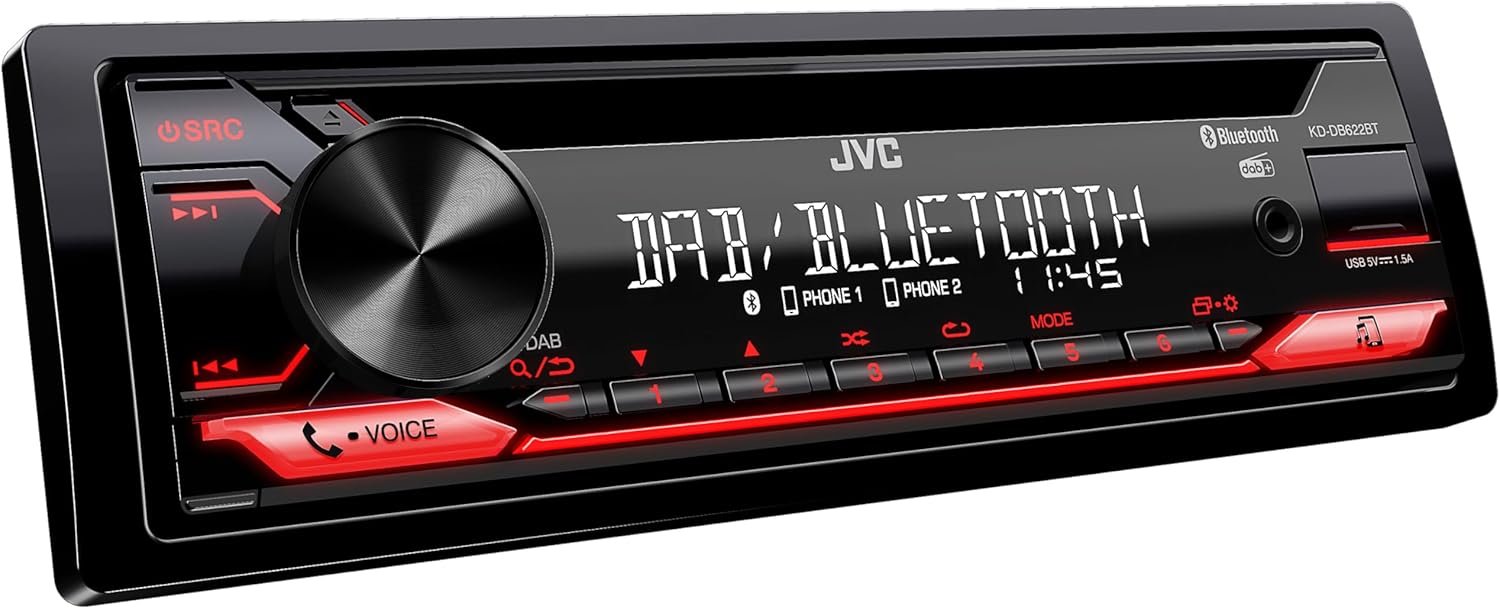 Автомагнітола JVC KD-DB622BT / Bluetooth / AUX / USB / CD / DAB+ / 1DIN, фото №1