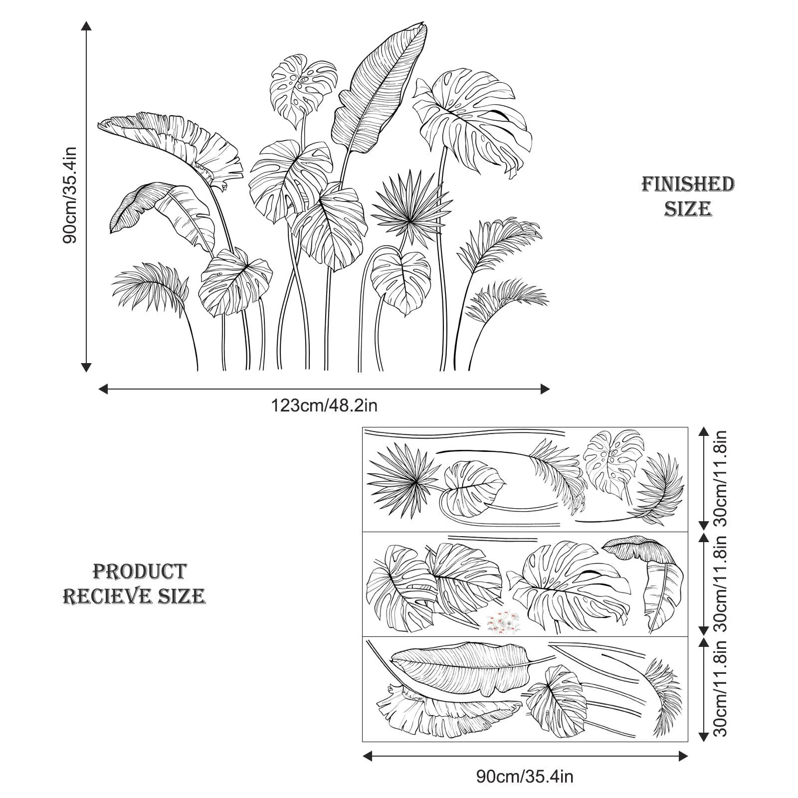 Настінна наклейка Supzone Тропічні рослини Чорна, фото №6