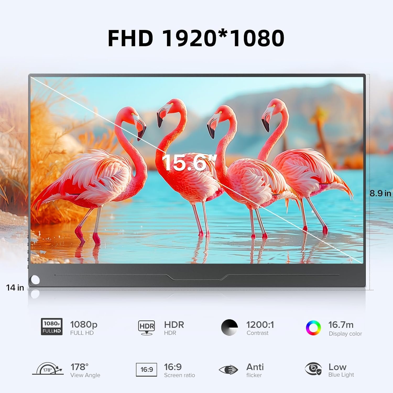 Монітор портативний 15.6" Newsoul M156T03  Full HD IPS 60 Гц, фото №2