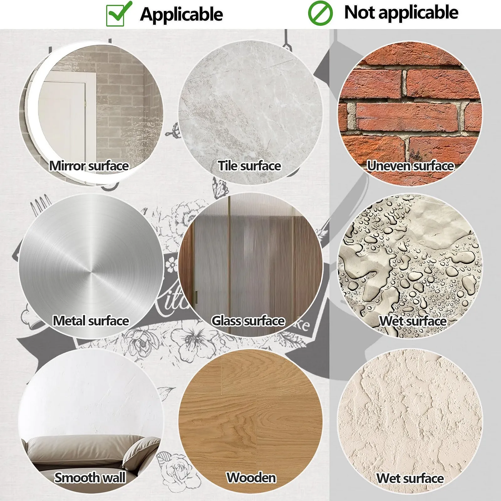 Наклейка на стіну Кухонна Столові прибори Метелики Квіти Чорний, M1, фото №7