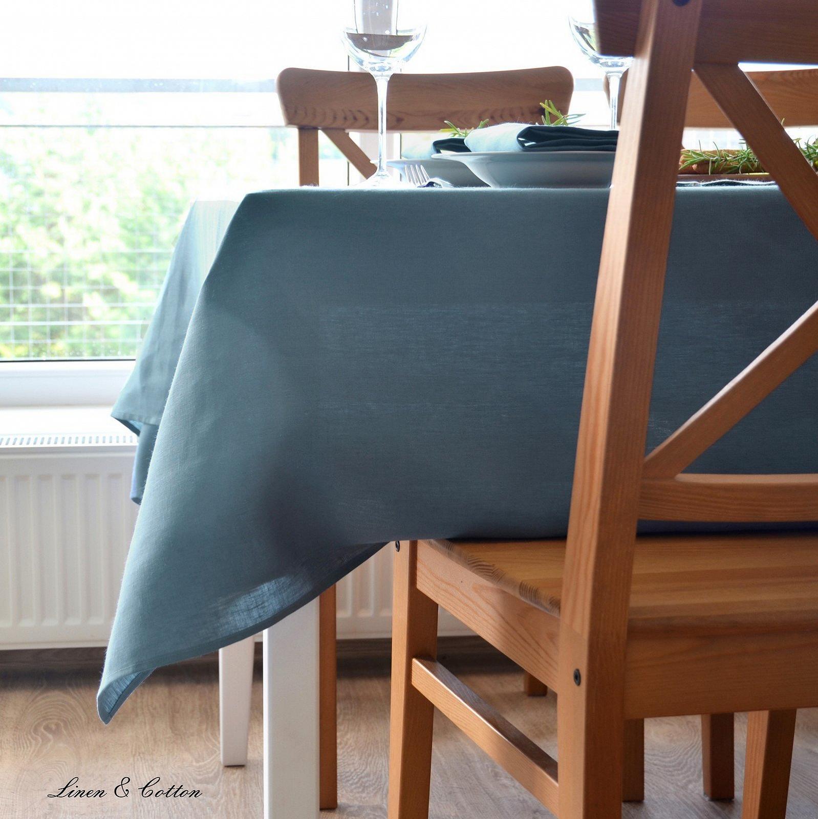 Скатертина Linen & Cotton Caerula 147х200 см Лляна Синя, фото №5