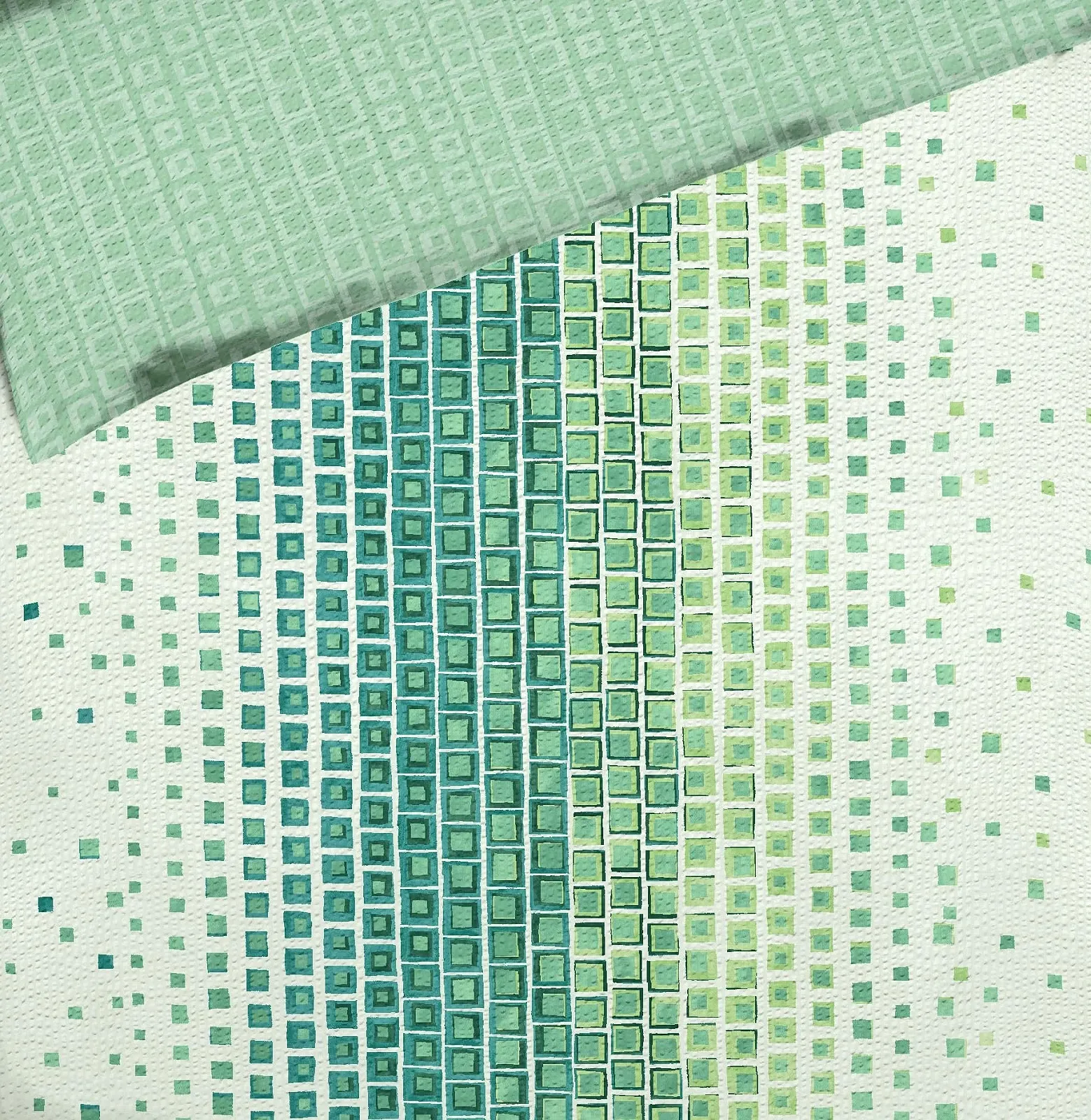 Комплект постільної білизни JACK Kaeppel Elegant Seersucker 2 предмети двосторонній 135 x 200 см зелений градієнт Oxygen Jade Square, фото №2