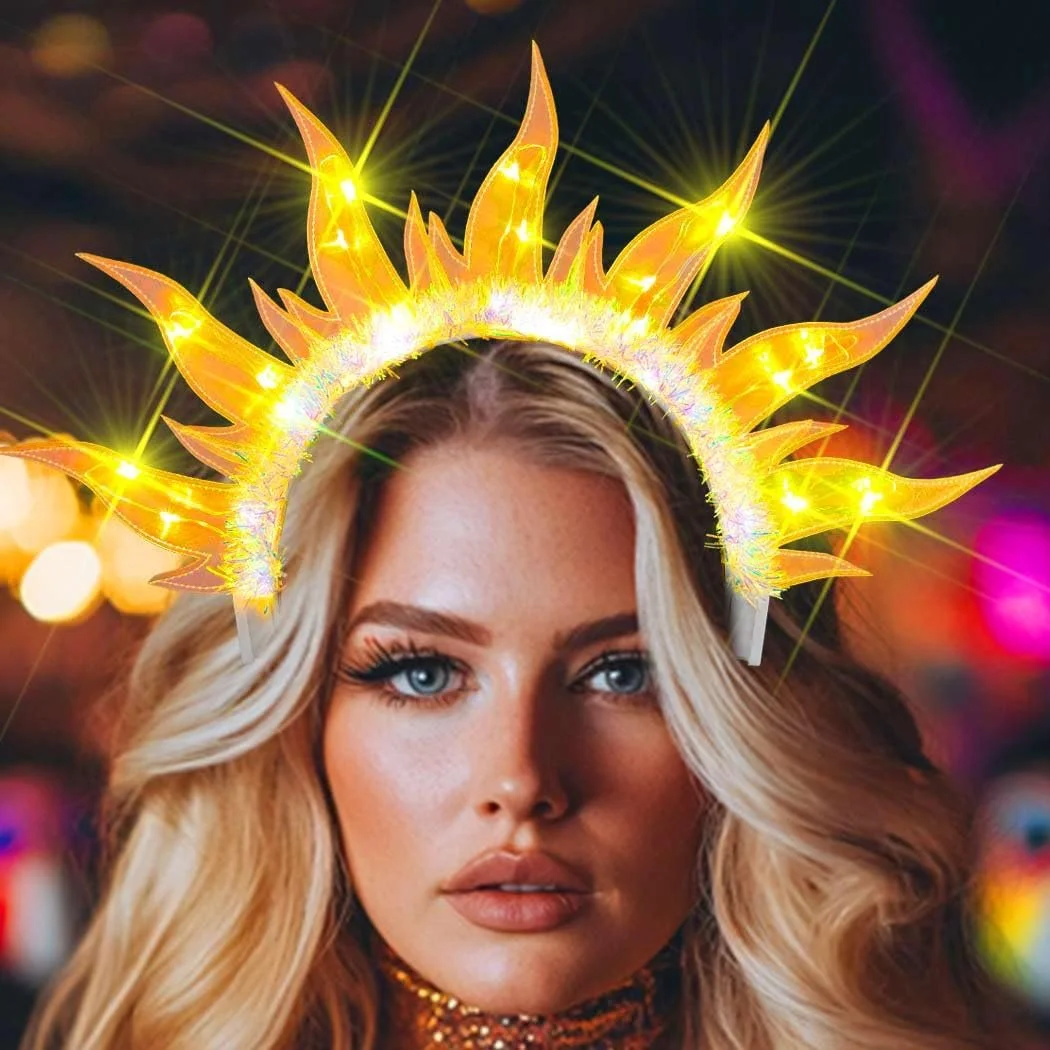 Обруч для волосся Вогонь з підсвічуванням LED, Жовтий, фото №3 Обруч для волосся Вогонь з підсвічуванням LED, Жовтий, фото №3