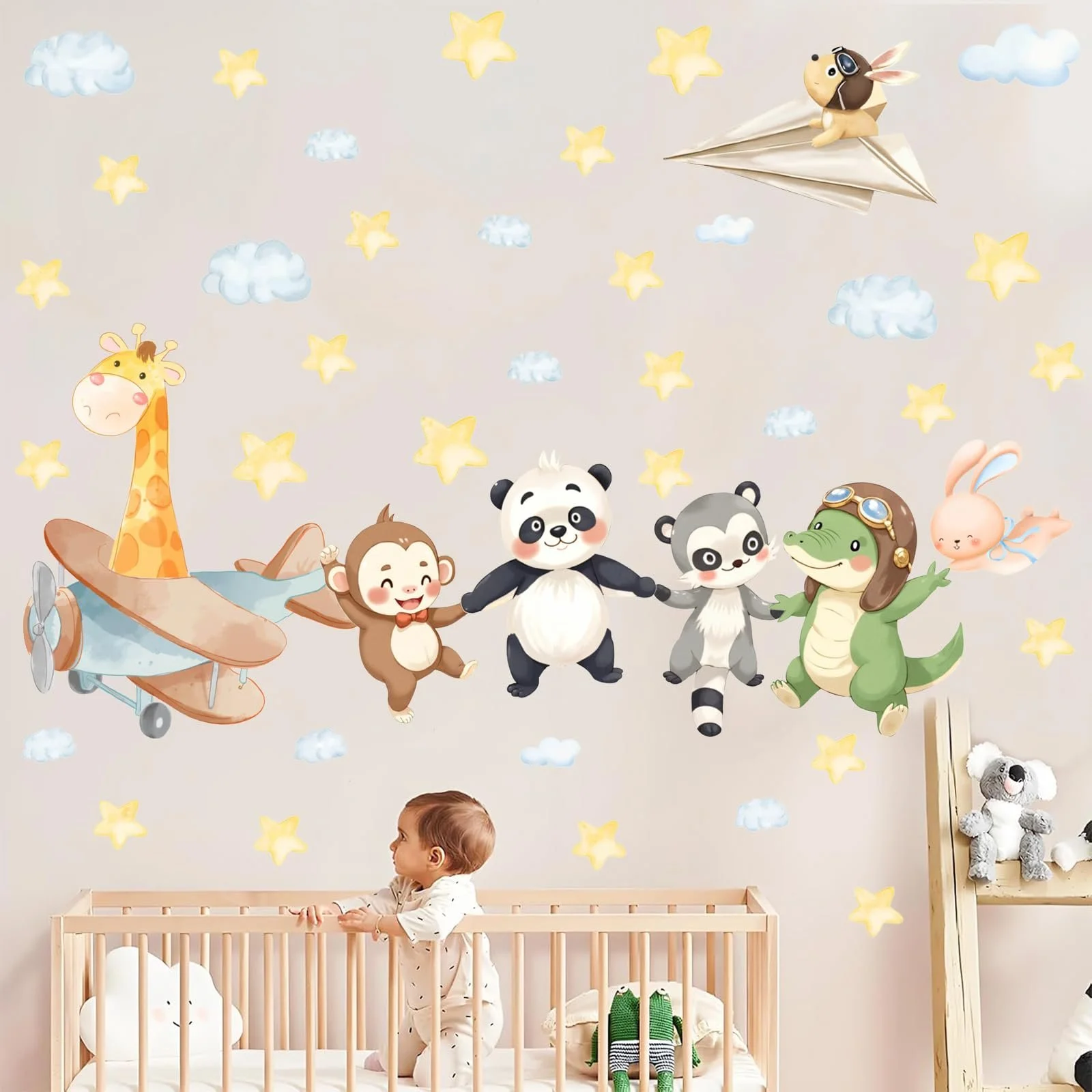 Наклейка на стіну TOARTI Animal Giraffe Panda Monkey Crocodile 2 листи 30 x 84 см, фото №3