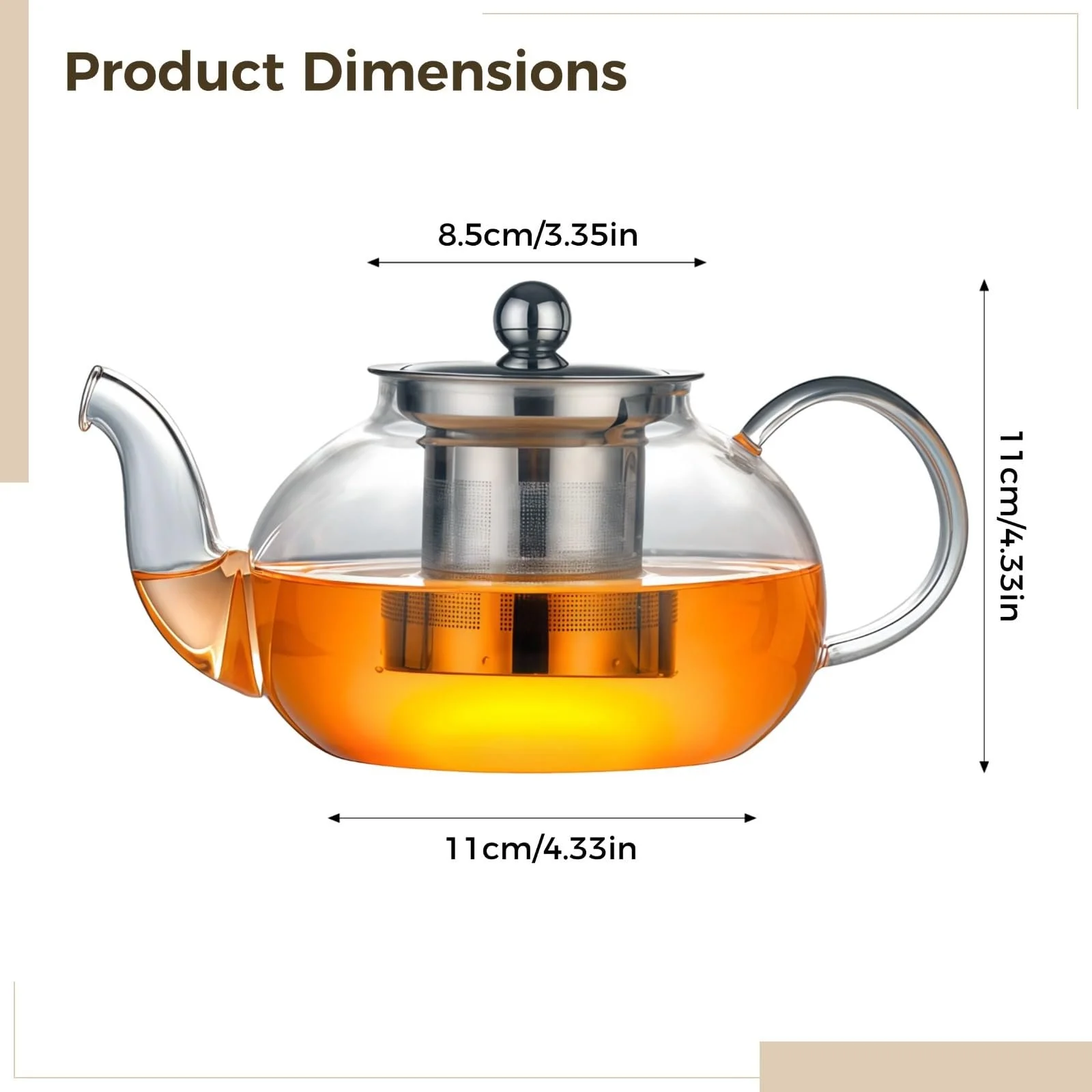 Скляний Чайник-заварник, фото №4