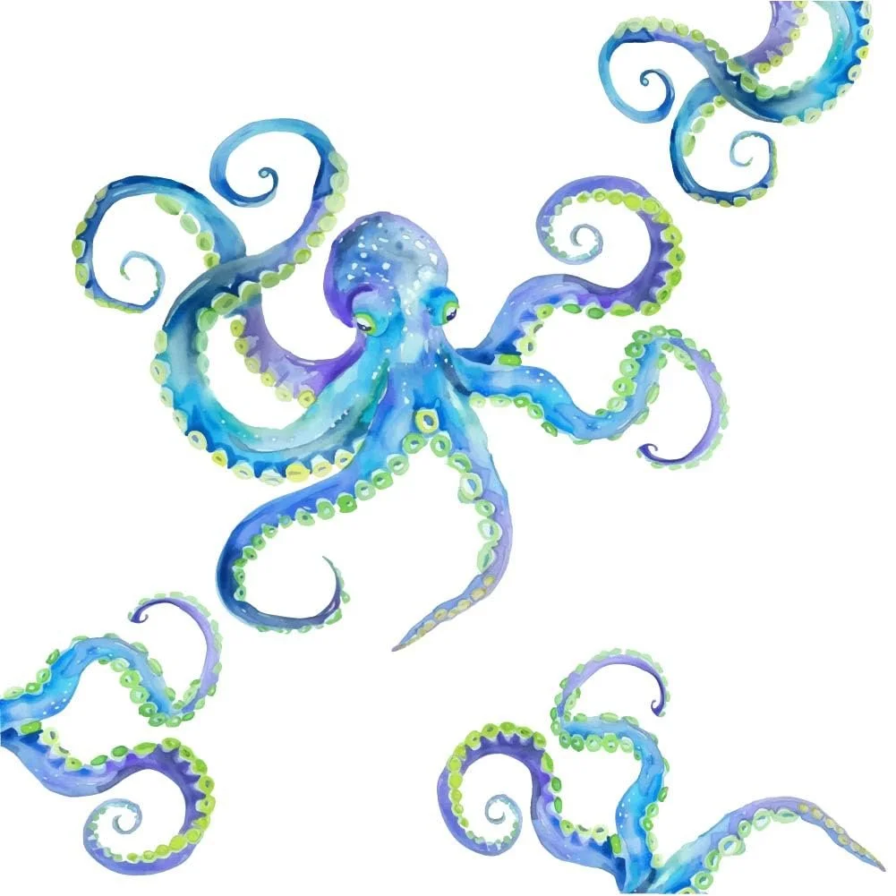 Наклейка на стіну SUPERDANT Teal Octopus Вінілова самоклеюча Бірюзовий, фото №1