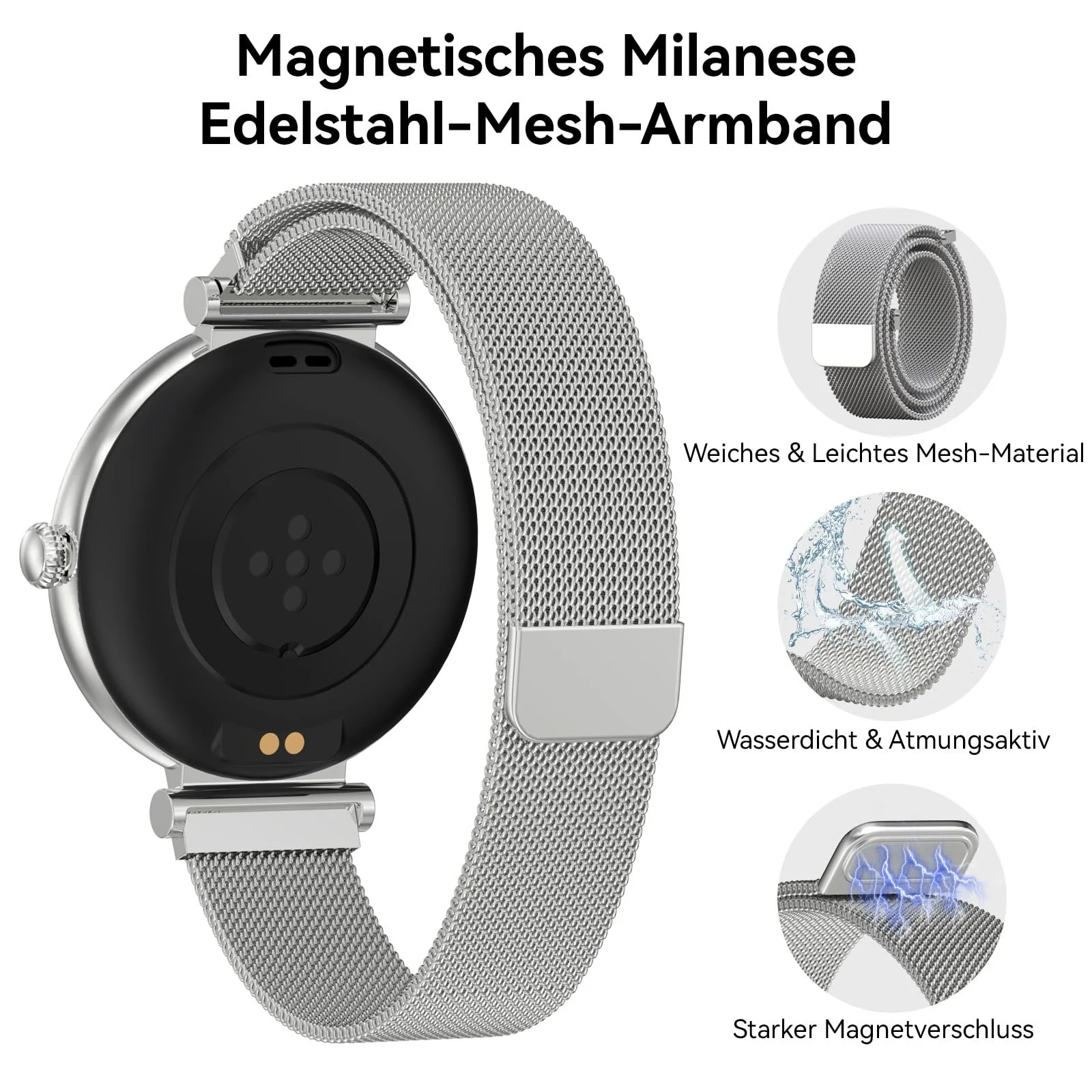 Смартгодинник Bebinca Жіночий Функція телефона, 1.32 Дюйми HD Квадратний, фото №6