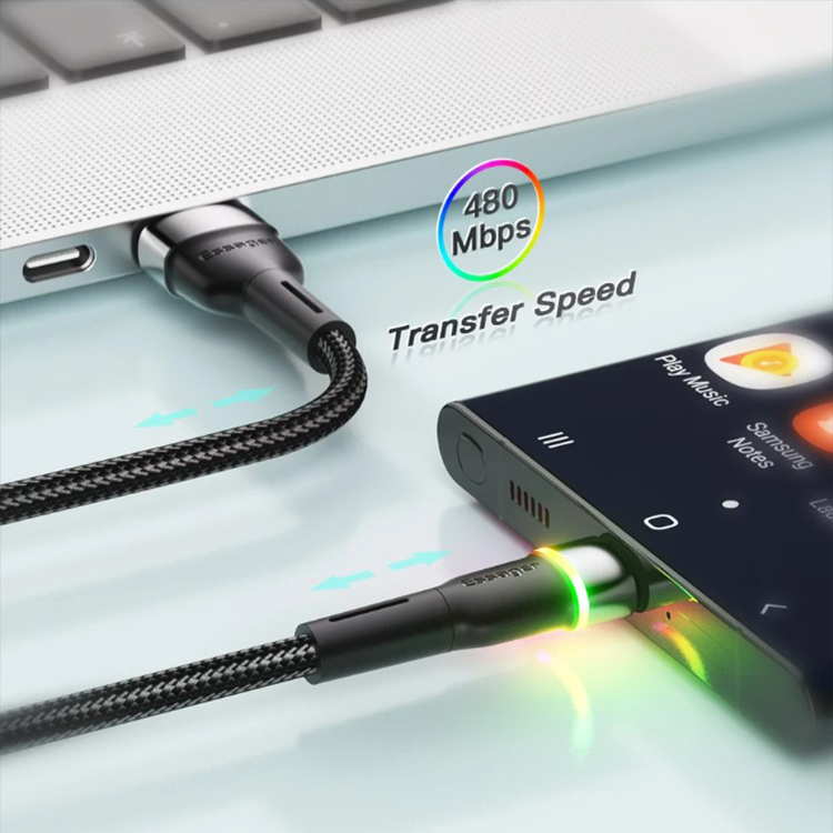 Зарядный кабель ESSAGER разноцветная подсветка micro USB 1м, фото №3