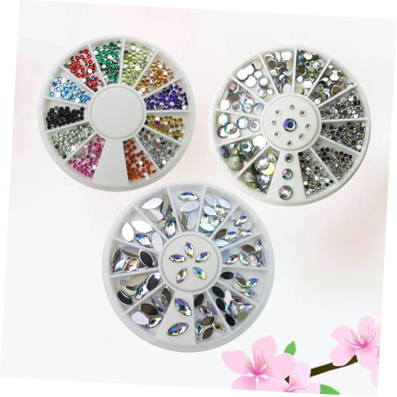 Набір для дизайну нігтів FRCOLOR, 9 шт, різнокольорові стрази, вертушка для плоскі та діаманти для салону та дому, фото №8