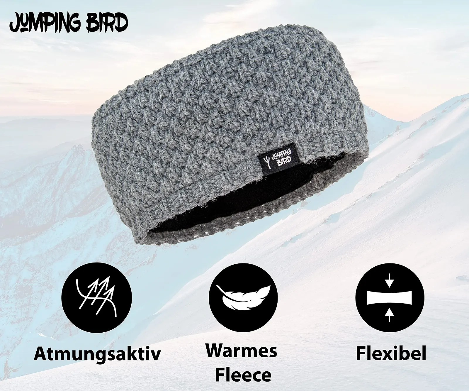 В'язана зимова пов'язка на голову Jumping Bird з флісовою підкладкою, фото №6 В'язана зимова пов'язка на голову Jumping Bird з флісовою підкладкою, фото №6