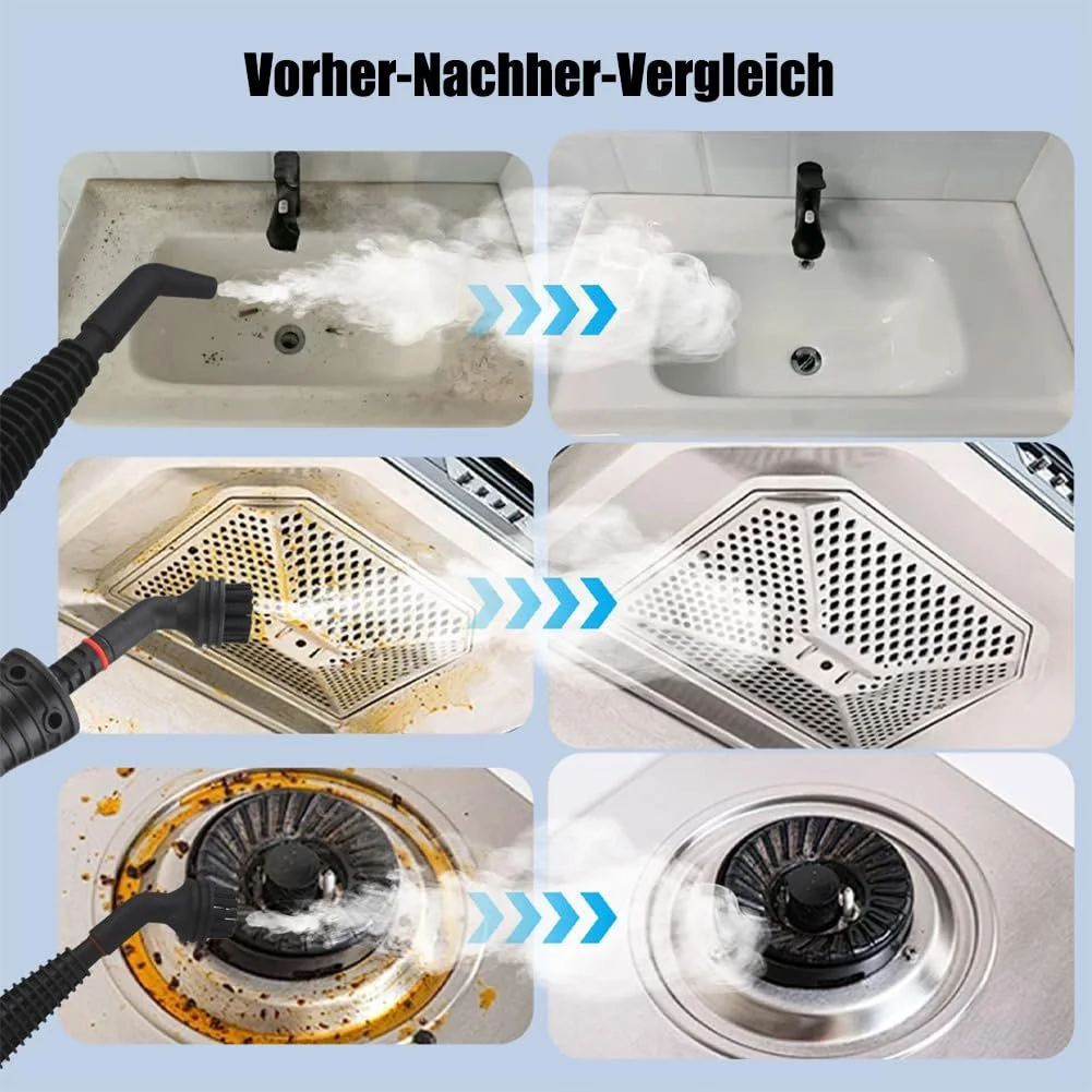 Ручний портативний пароочисник Red Hut 3,2 бар 1050 Вт 250 мл 2,9 м 9 насадок, фото №7 Ручний портативний пароочисник Red Hut 3,2 бар 1050 Вт 250 мл 2,9 м 9 насадок, фото №7