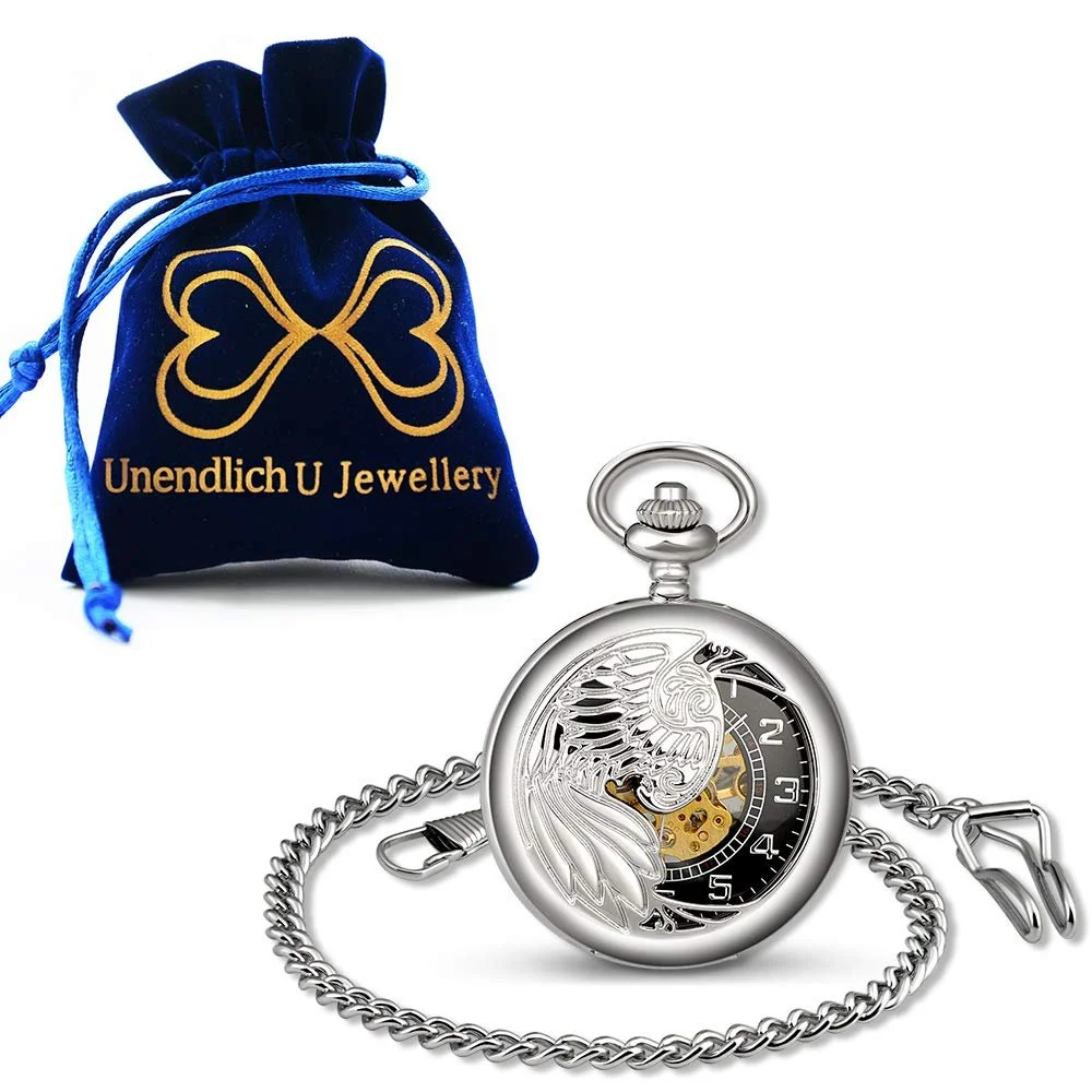 Карманные часы Unendlich U Унисекс Механические с ручным заводом Скелетон Орел/Феникс Серебристый, винтажный, фото №7 Карманные часы Unendlich U Унисекс Механические с ручным заводом Скелетон Орел/Феникс Серебристый, винтажный, фото №7