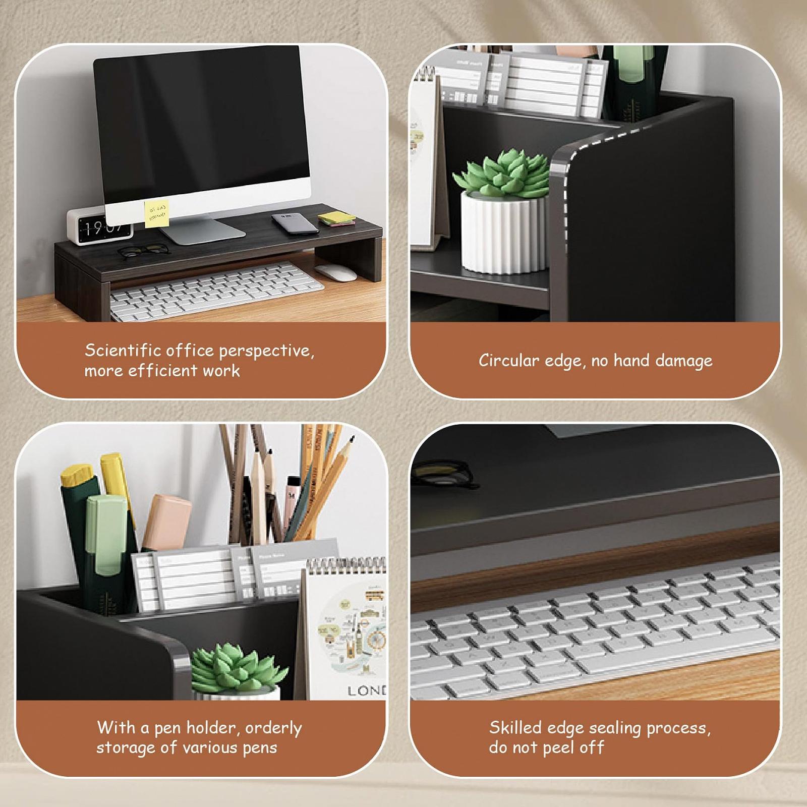 Подставка для монитора 15,75 x 7,09 x 2,36, 1 уровень, подставка для компьютерного монитора, компактная подставка для стола с местом для хранения, нескользящая подставка для стола для дома и офиса, органайзер, фото №3