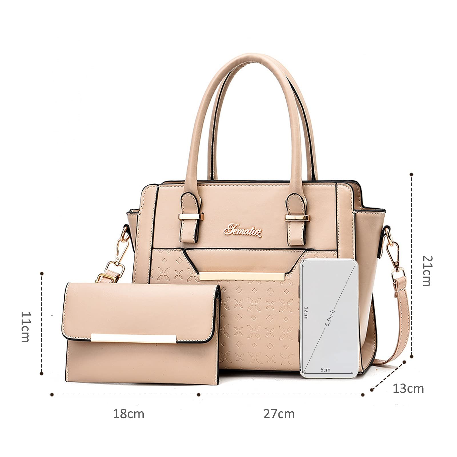 Сумка с ручками сверху NICOLE & DORIS Большая Сумка через Плечо Элегантная Сумка для Шопинга Кожаная 2 шт., фото №6