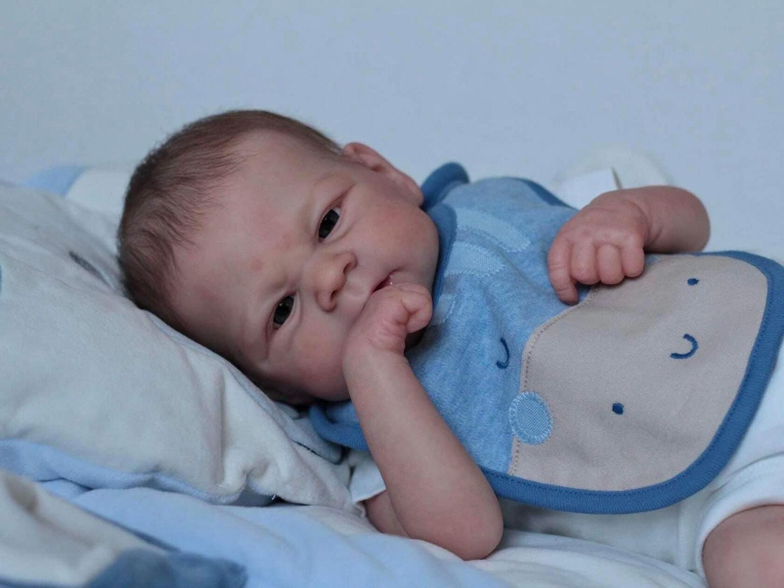 Кукла Anano Silicone Reborn Baby Boy, Новорожденный Малыш Кукла, Реалистичная Кукла, Красные Высыпания, 17 Дюймов Реалистичная Кукла, Открытые Глаза Силиконовая Кукла, Синие Вены для Ролевых Игр, фото №3