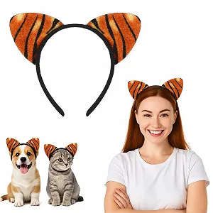 Обруч для волосся Вуха Тигра для вечірки на Хелловін - Фото 1