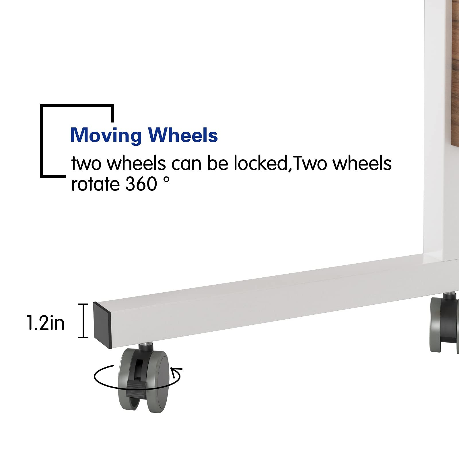 Столик для ноутбука SogesHome 60 x 40 см, прикроватный столик на колесах, регулируемый по высоте, мобильный компьютерный столик, небольшой письменный стол с выемкой, обеденный столик, фото №7