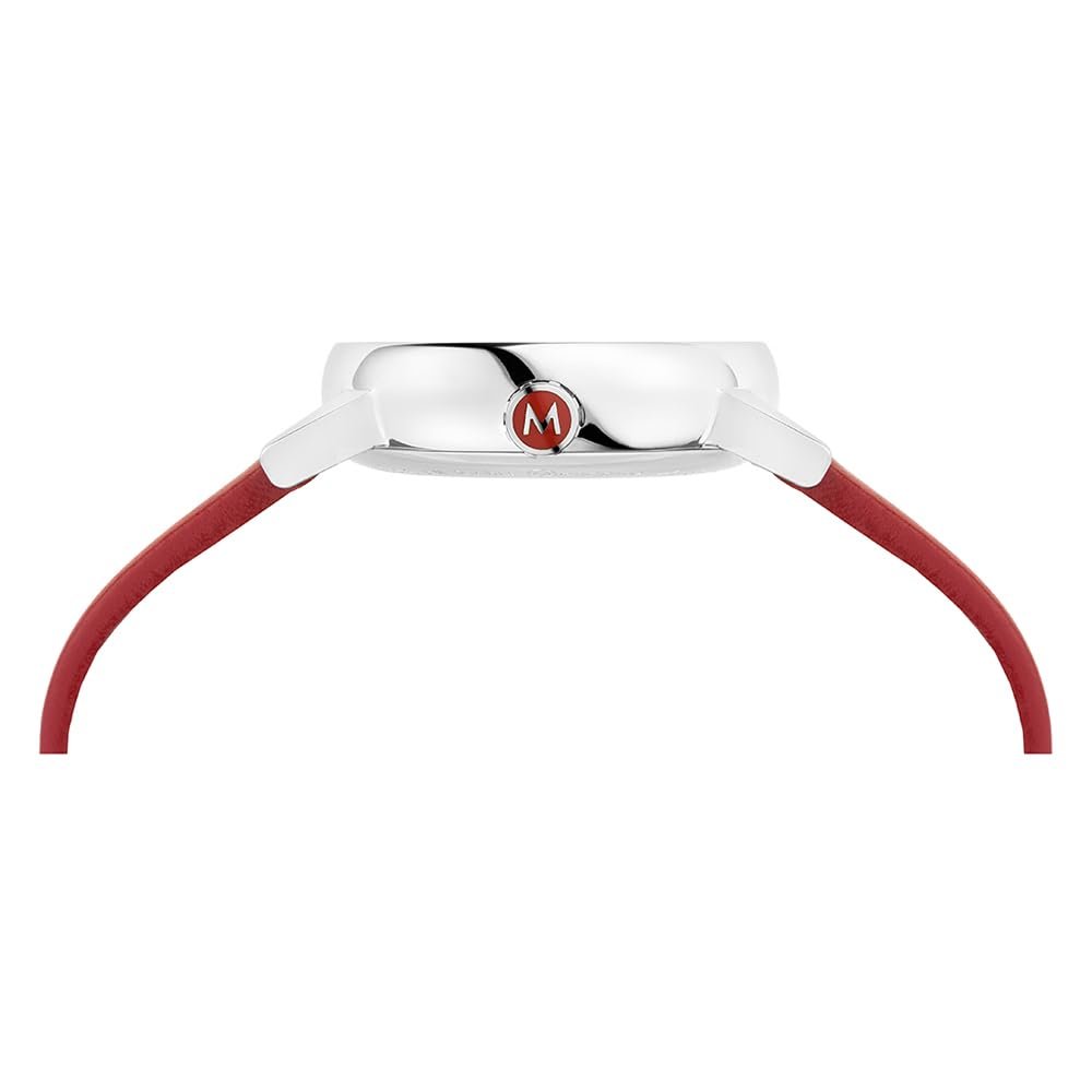 Женские аналоговые часы Mondaine MSE.30210.LCV Кварцевый механизм, кожаный ремешок из винограда, красный, фото №4