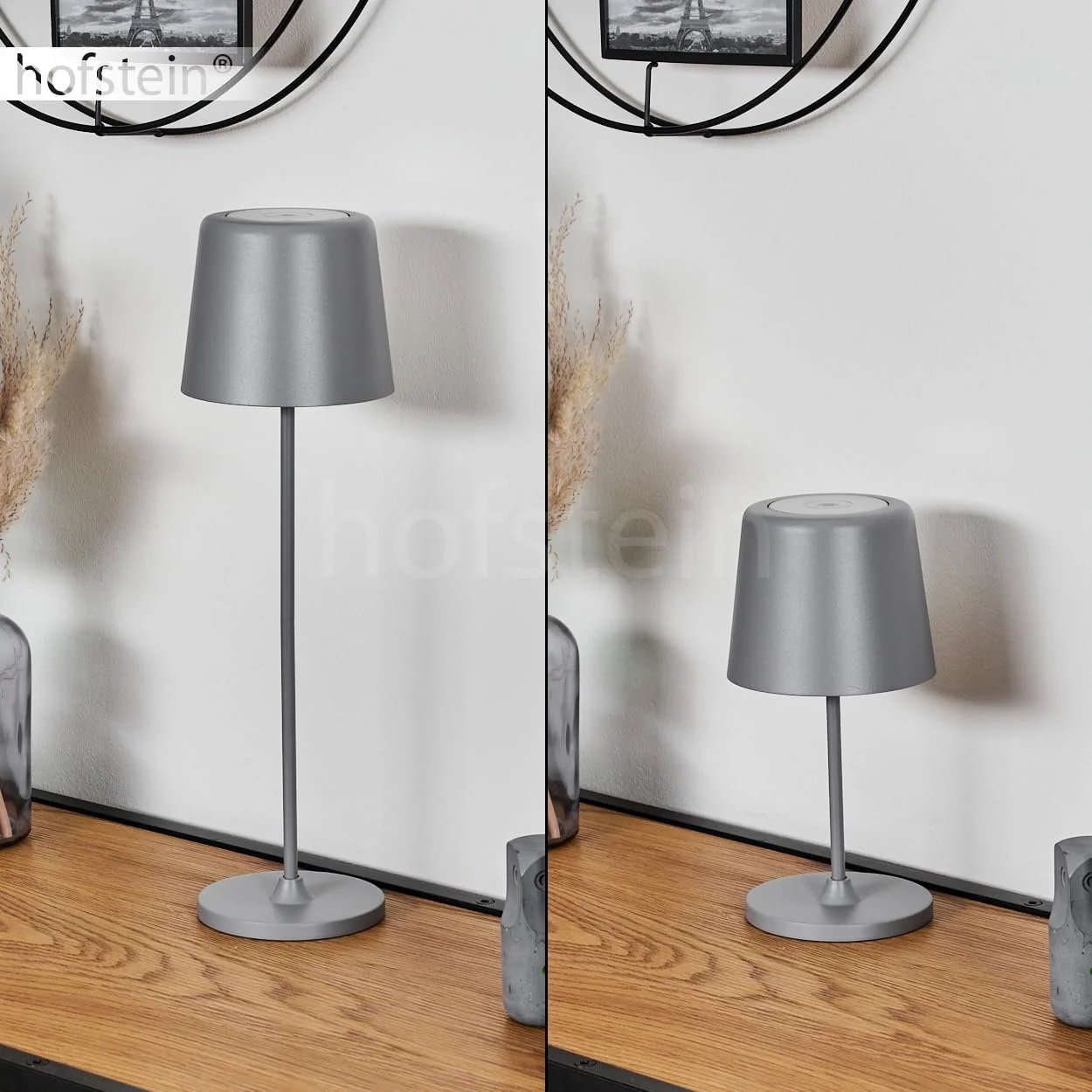 Настільна лампа HOFSTEIN Belece LED димована метал/пластик USB-C акумулятор 2 Ват 310 Люмен 3000 Кельвін сірий/білий, фото №4