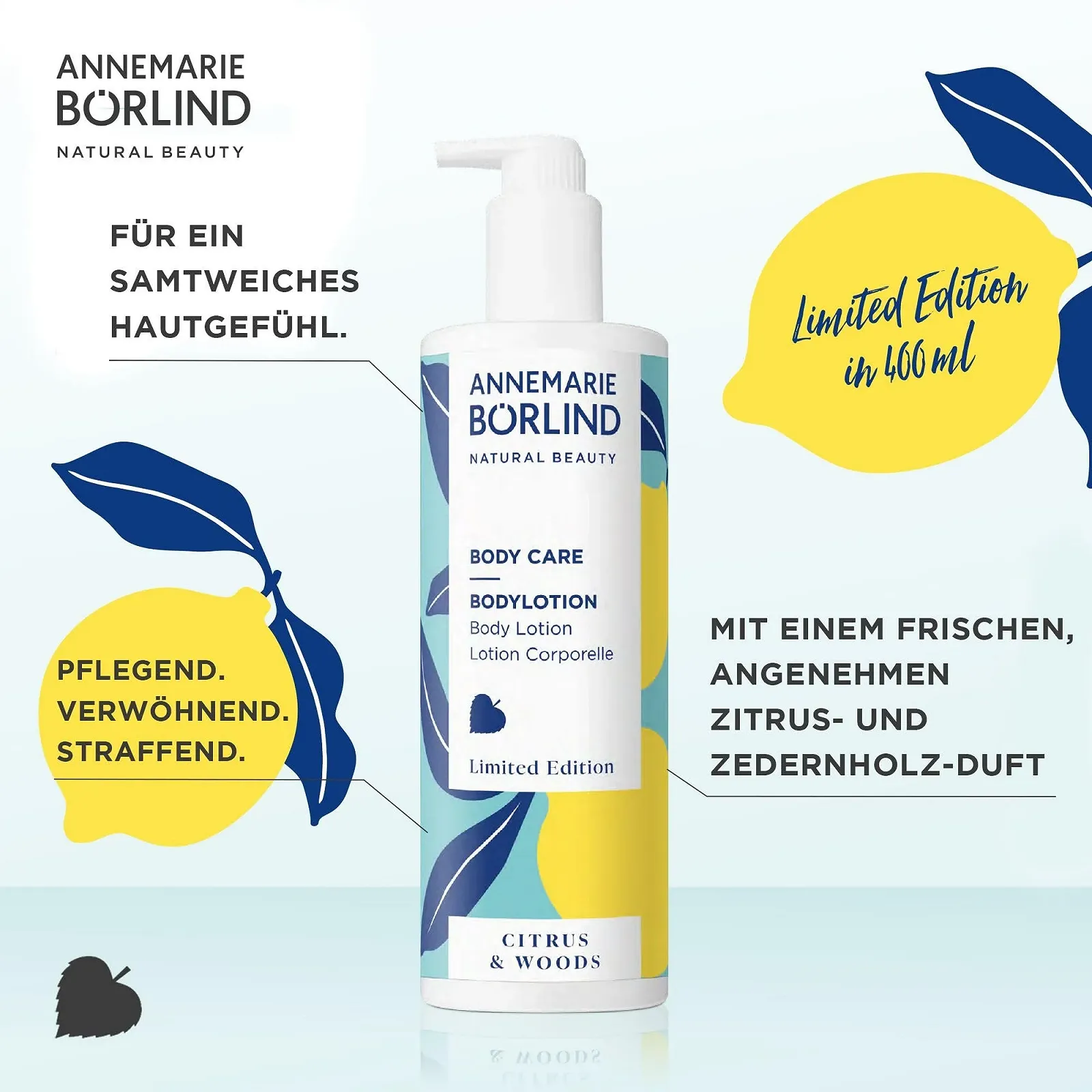 Лосьон для тела ANNEMARIE BÖRLIND Body Care 400 мл - Укрепляет, питает и защищает, Citrus & Woods Limited Edition, увлажняет, аромат цитруса и кедрового дерева, веганский, фото №3
