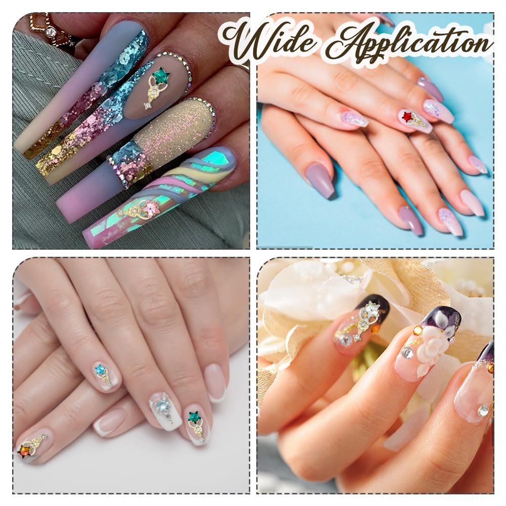 Прикраси для нігтів зі стразами у формі зірки, 6 кольорів, фото №7