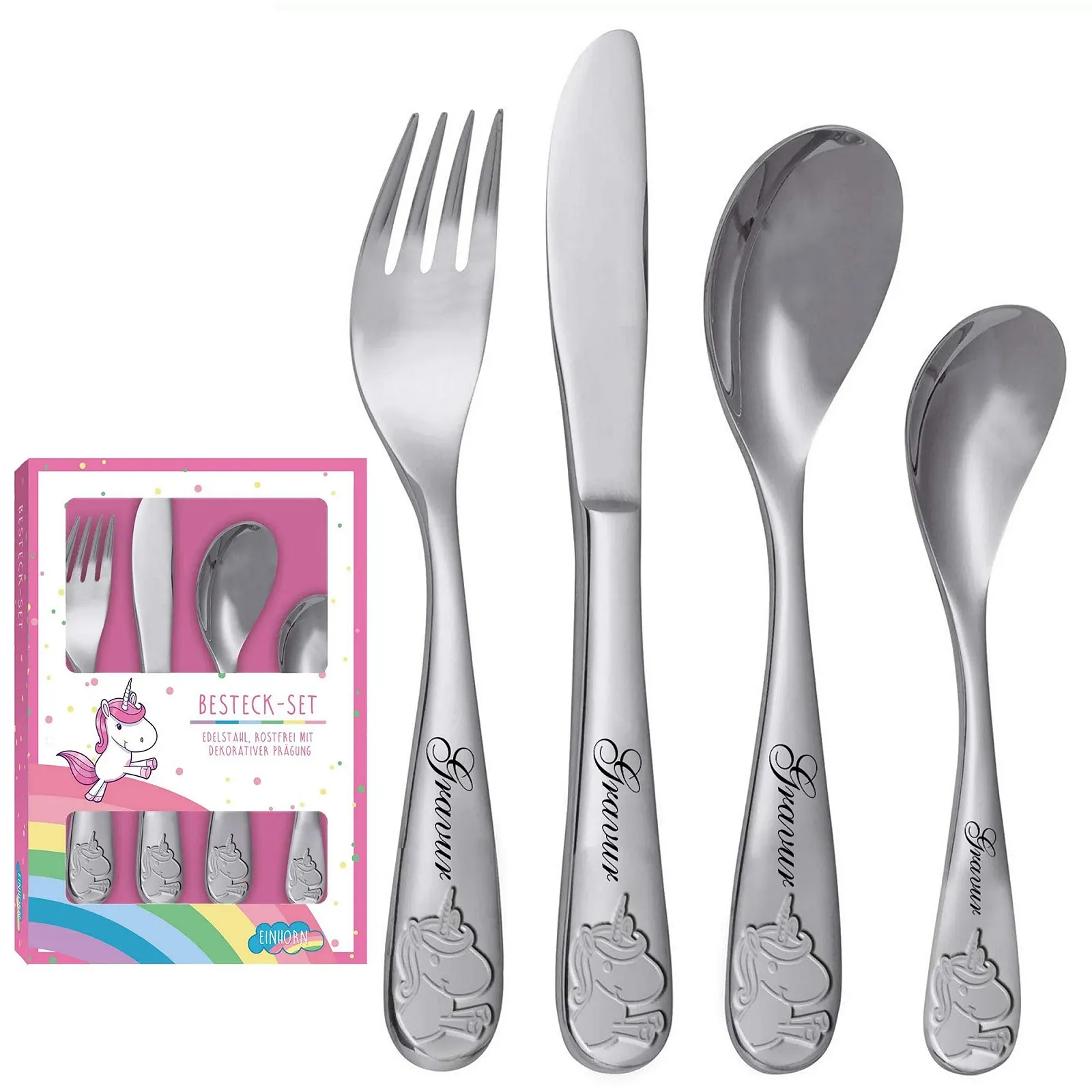 Столові прибори Unicorn з гравіюванням Iмені, фото №1 Столові прибори Unicorn з гравіюванням Iмені, фото №1