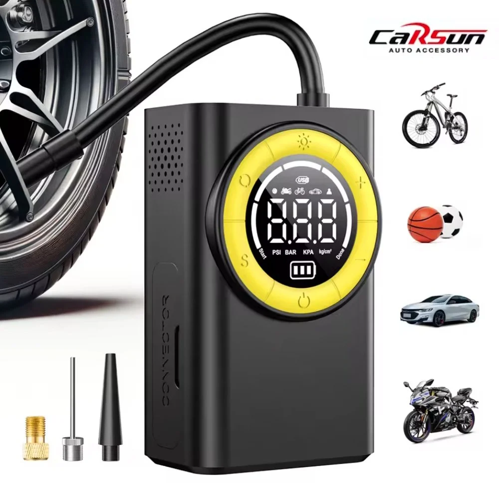 Беспроводной автомобильный компрессор Carsun T2198 с функцией фонарика и повербанка, фото №1