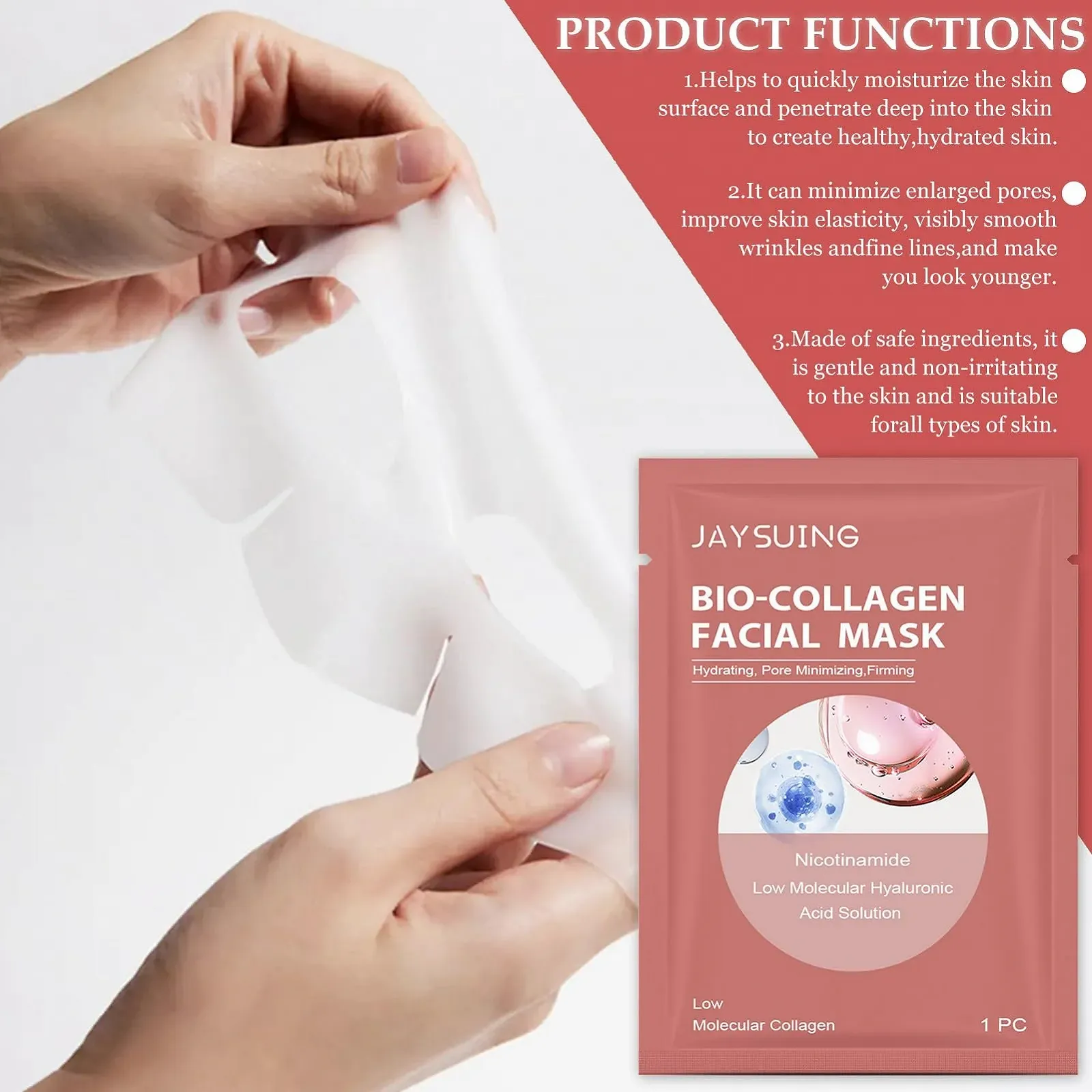 Маска для лица Organic Collagen, 4 шт, Organic Collagen Real Deep Mask, ночная маска Korean Collagen, маска для лица против морщин и старения, для увлажнения, очищения и осветления, фото №7